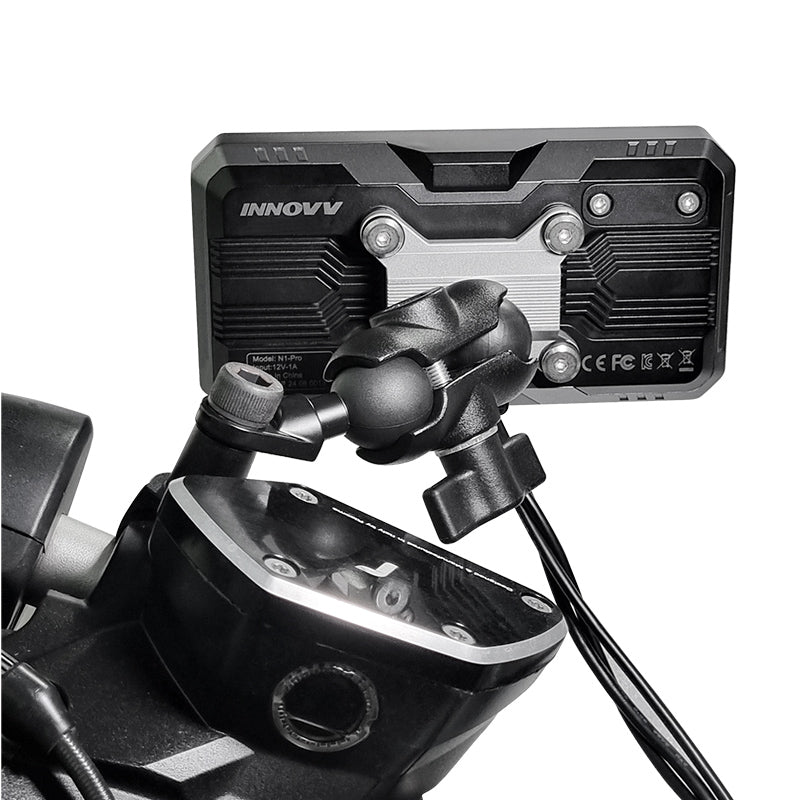 1-Inch Ball Head Rearview Mirror Bracket with 6cm Arm – 10mm Aperture Crooked Mouth Mount